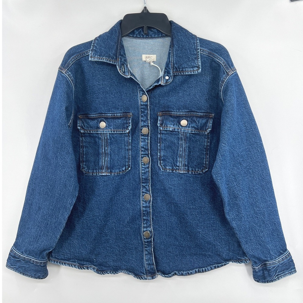 a.n.a Denim Shirt Jacket Womens M Blue Button Down Long Sleeve Shacket
